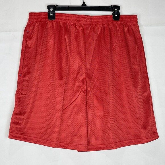 New Mens Athletic Mesh Shorts XL Jersey Pockets Red Gym Basketball - Picture 6 of 11